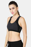 Vstar Cotton Sports Bra With Removable Padding - Charcoal Melge Black — thumbnail 2